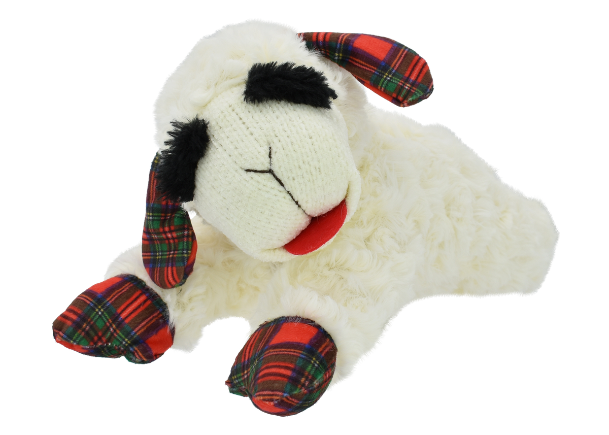 Multipet Holiday Lamb Chop Plush Dog Toy, Assorted 10.5 in
