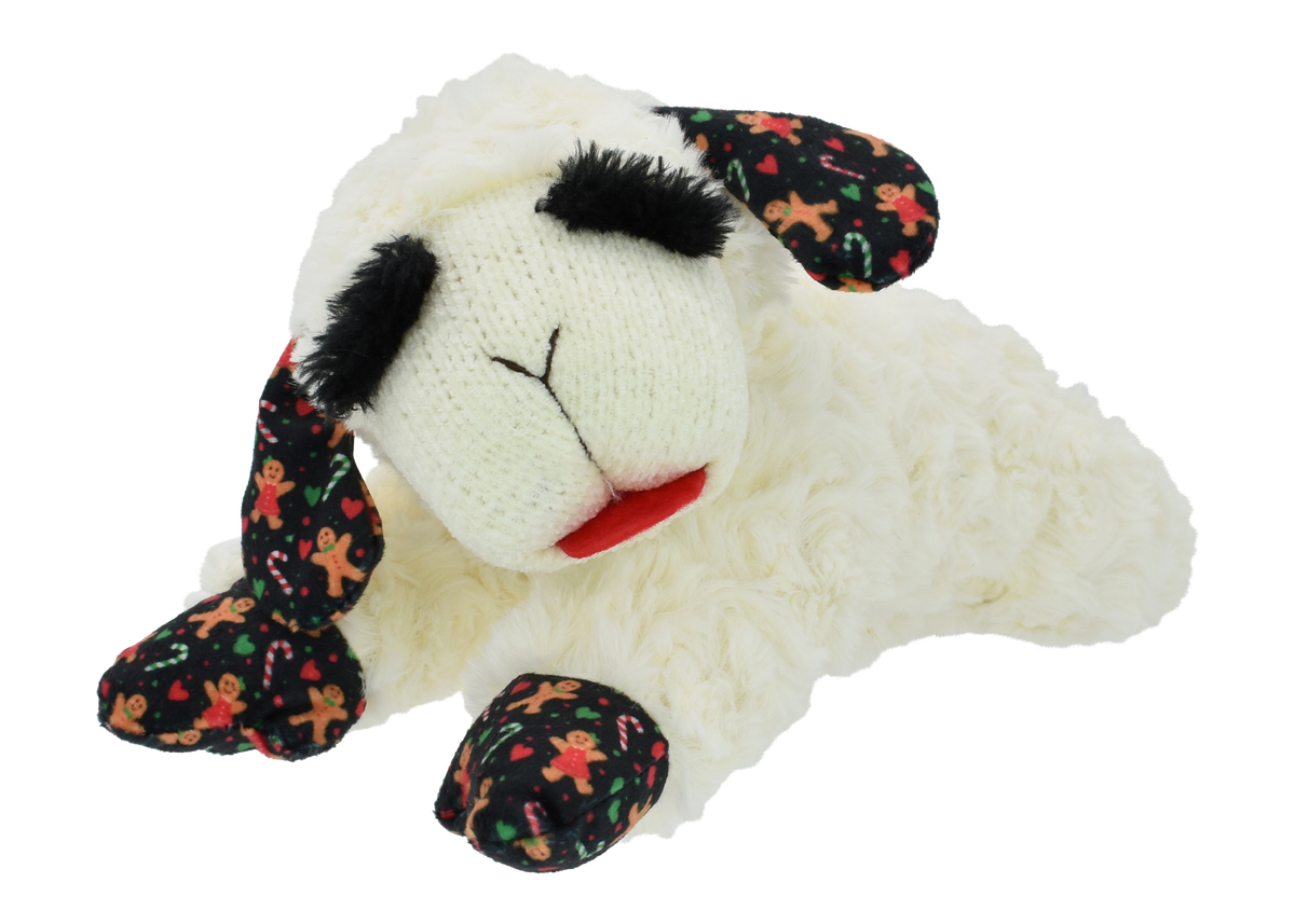 Multipet Holiday Lamb Chop Plush Dog Toy, Assorted 10.5 in