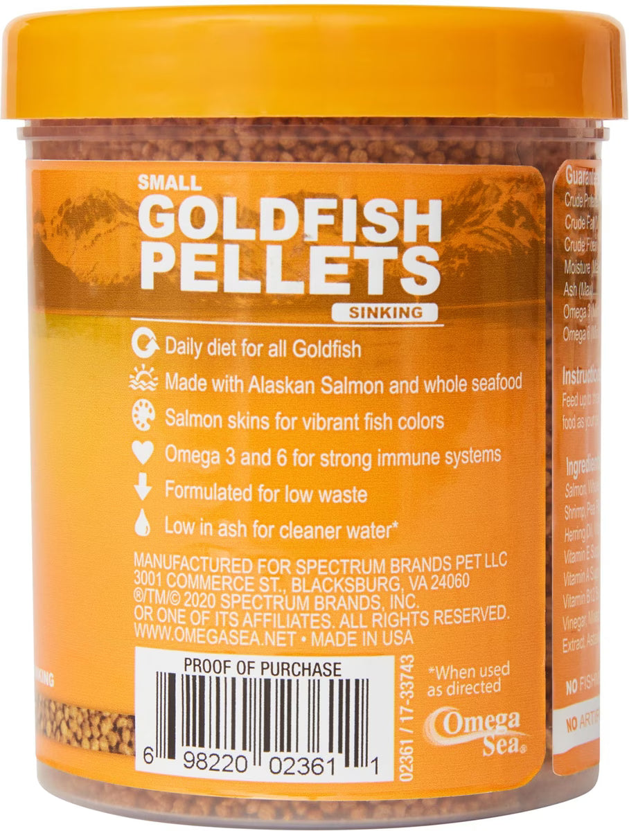 Omega One Goldfish Small Sinking Pellets Fish Food 4.2 oz