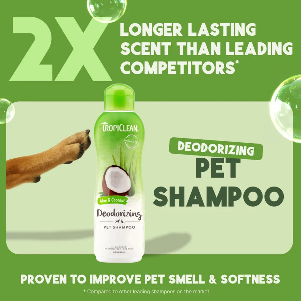 Tropiclean Aloe And Coconut Deodorizing Shampoo For Pets 20 oz