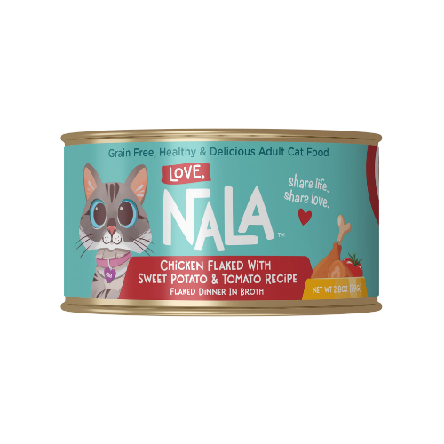 Love Nala Chicken Flaked with Sweet Potato and Tomato Recipe Dinner in Broth Wet Food for Adult Cats