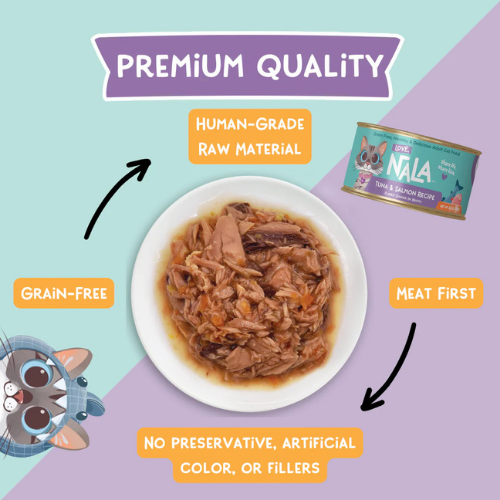 Love Nala Tuna, Salmon, and Chicken Flaked Wet Cat Food Variety Pack 3 oz/Case of 12