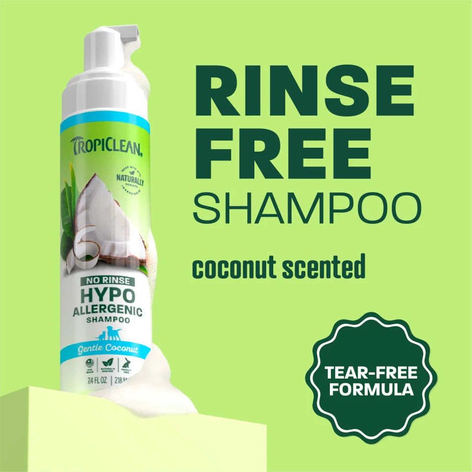 Tropiclean Hypo-Allergenic Waterless No-Rinse Shampoo For Dogs & Cats 7.4 oz