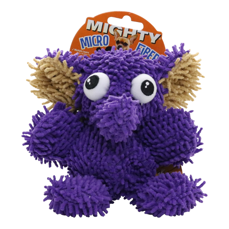 Tuffy's Microfiber Ball Elephant Squeaky Plush Dog Toy, Purple Medium Dog