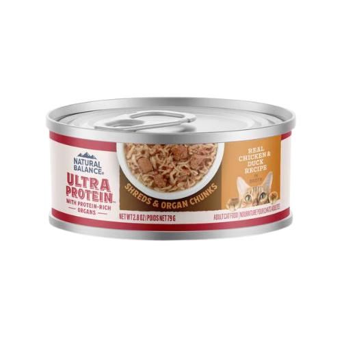 Natural Balance Ultra Protein Chicken & Duck Recipe in Broth Grain-Free Shreds in Gravy Wet Cat Food