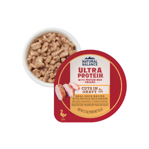 Natural Balance Ultra Protein Chicken, Duck, and Salmon Cuts in Gravy Wet Food for Adult Cats 2.7 oz/Case of 12