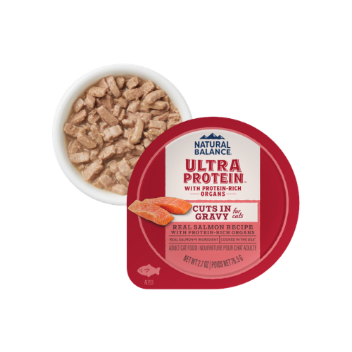 Natural Balance Ultra Protein Chicken, Duck, and Salmon Cuts in Gravy Wet Food for Adult Cats 2.7 oz/Case of 12