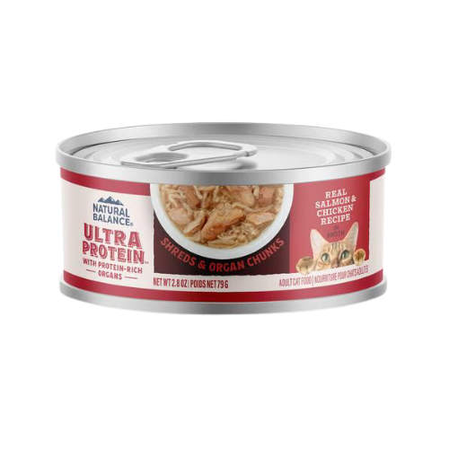Natural Balance Ultra Protein Salmon and Chicken Recipe in Broth Grain-Free Shreds in Gravy Wet Cat Food