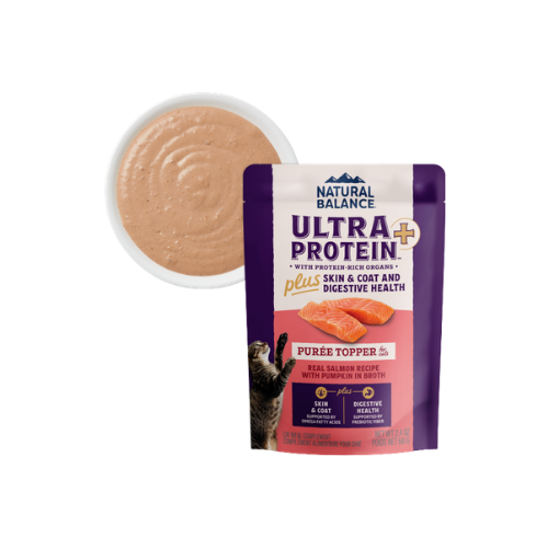 Natural Balance Skin and Coat Digestive Health Real Salmon with Pumpkin Puree Topper Recipe for Adult Cats