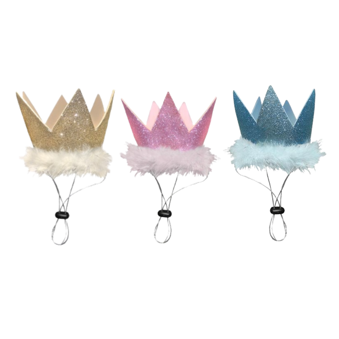 Birthday Party Glitter Pet Crown with Snugfit