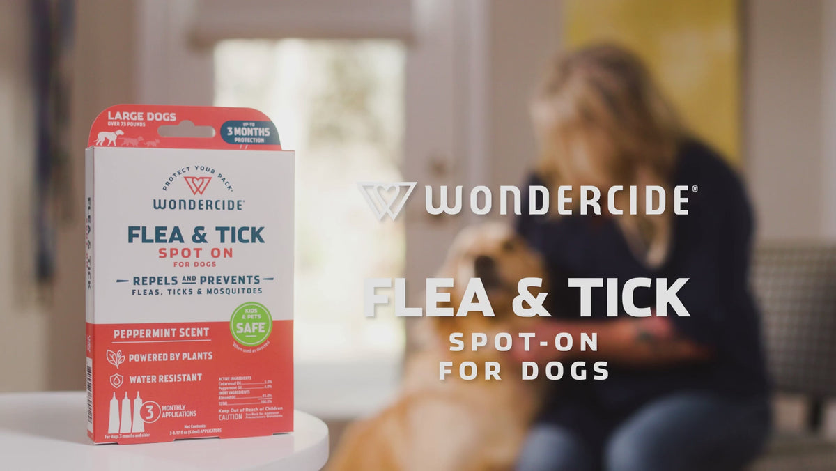 Load video: Wondercide Flea &amp; Tick Spot On for Dogs with Natural Essential Oils