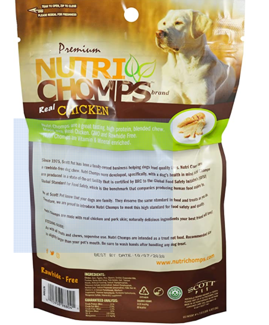 Scott Pet Premium Nutri Chomps Mini Chicken Knot With Milk Wrap Dog Treats 8 ct
