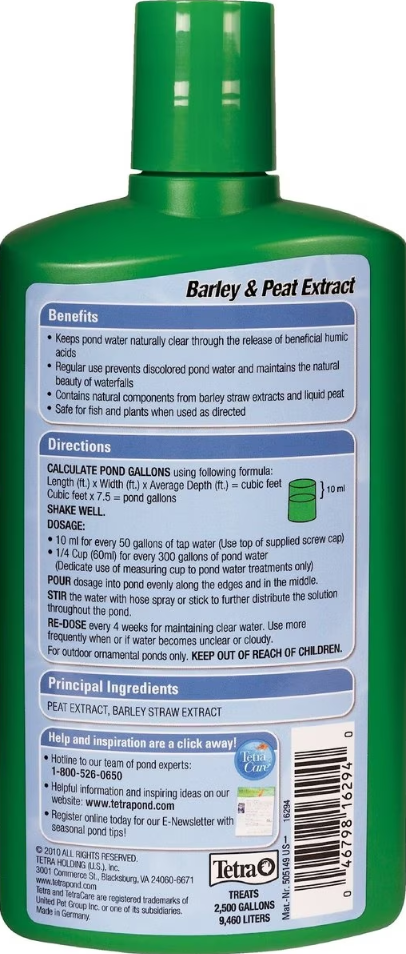 Tetra Pond Barley & Peat Extract Clear Water Treatment 16.9 oz