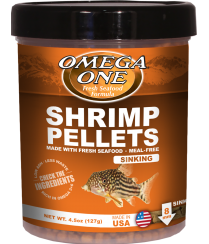 Omega One Sinking Shrimp Pellets Freshwater & Saltwater Fish Food 2.15 oz