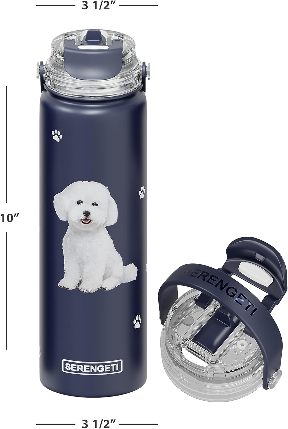 E & S Imports Serengeti Bichon Frise Stainless Steel Water Bottle 24 oz