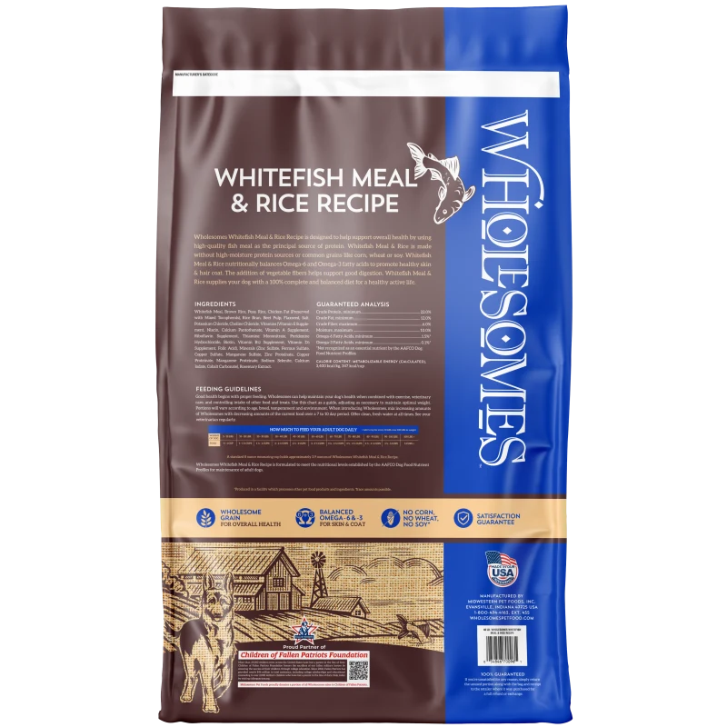 Wholesomes Whitefish Meal & Rice Dry Dog Food 40 lb