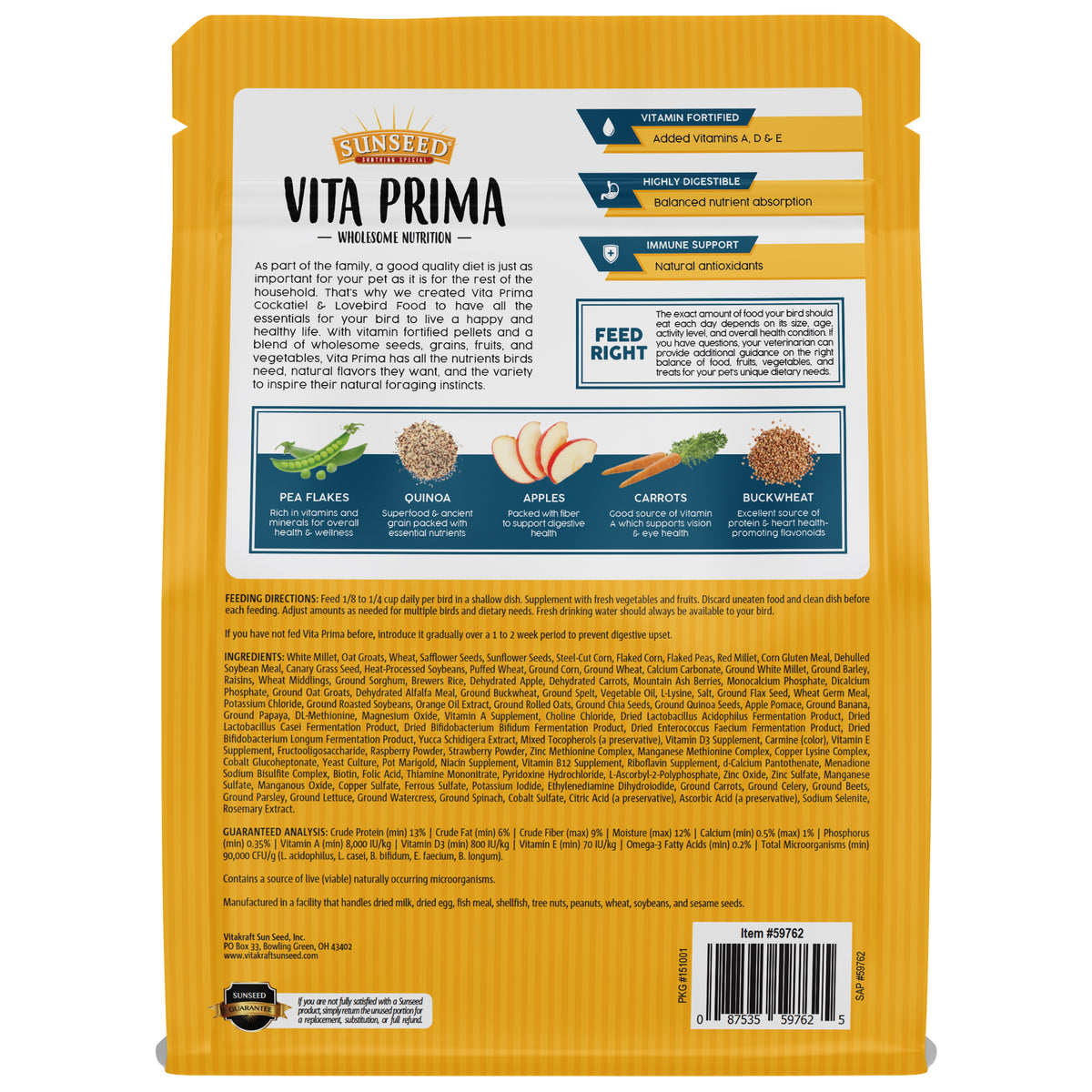 Sunseed Vita Prima Cockatiel Food 3 lb