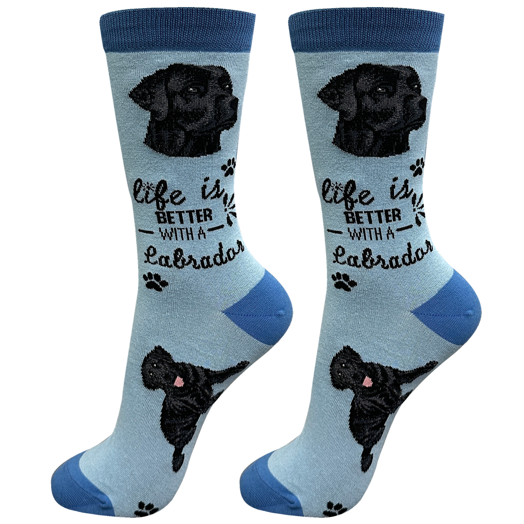 E & S Imports Life is Better With a Black Labrador Blue Socks