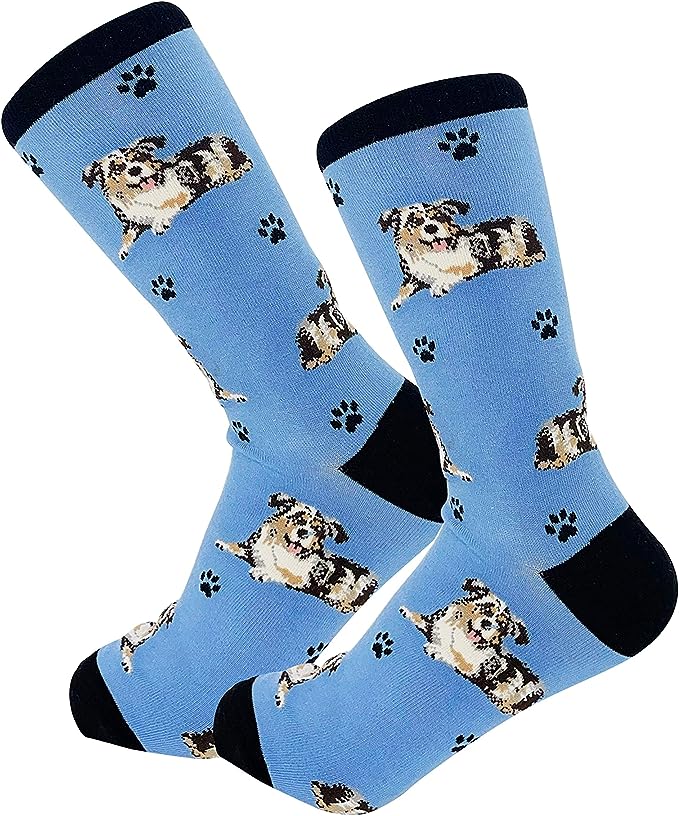 E & S Imports Pet Lover Socks Australian Shepherd Dog, Unisex, One Size Fits Most