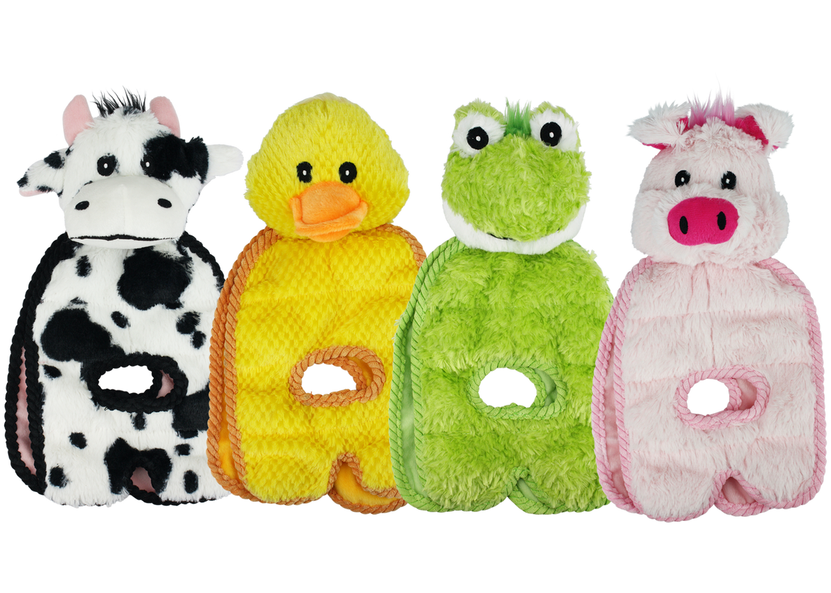 Incredipet Farm Animal Squeak Mat Tug-O-War Dog Toy, Assorted 14 in