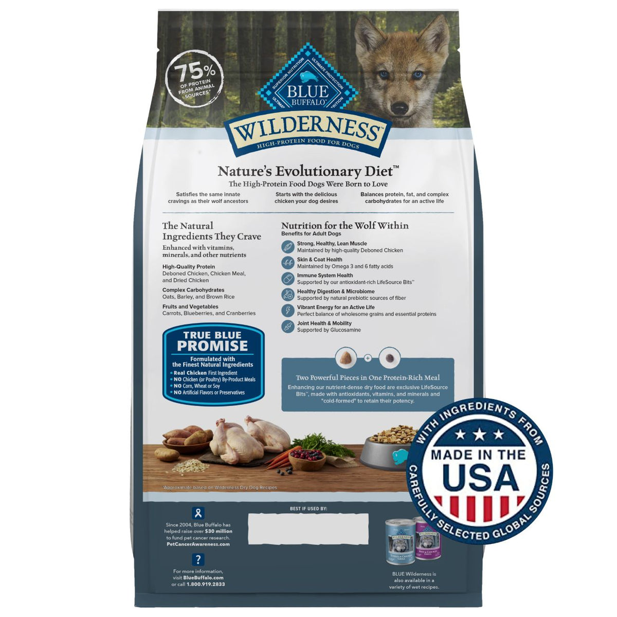 Blue Buffalo Wilderness Nature's Evolutionary Diet with Chicken & Wholesome Grains Puppy Recipe Dry Dog Food 13 lb
