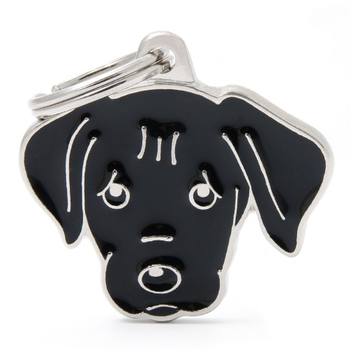 Myfamily Enamel Black Labrador Personalized Dog ID Tag