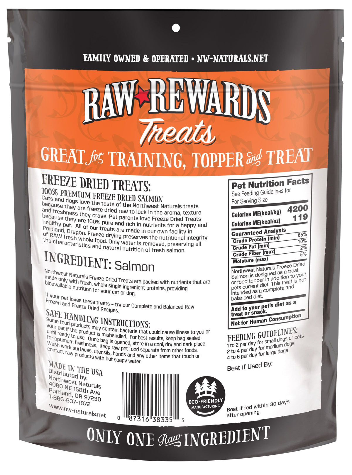Northwest Naturals Raw Rewards Treats Freeze Dried Salmon for Dogs & Cats 2.5 oz