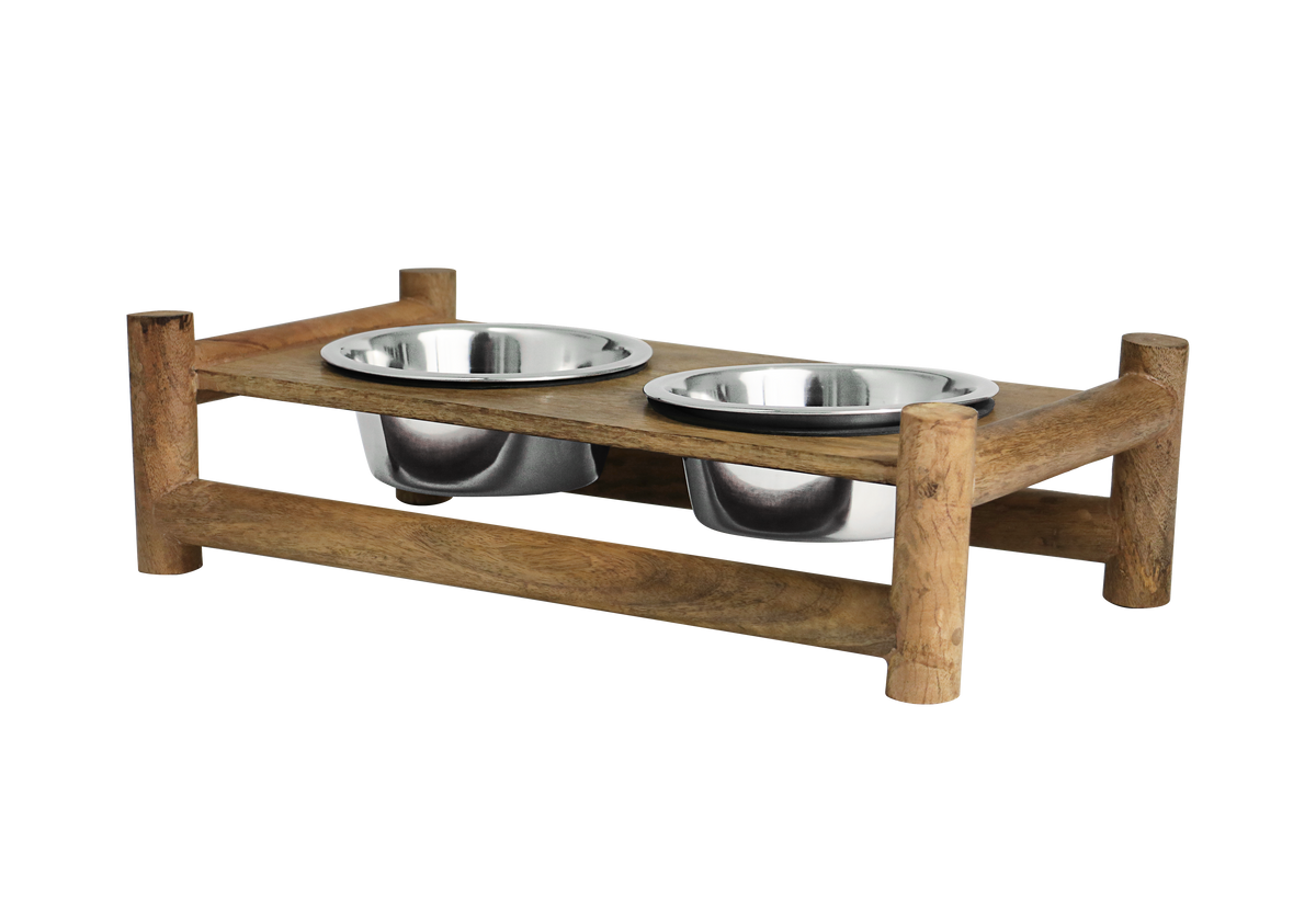 Incredipet Wooden Double Diner Pet Bowls 1 qt
