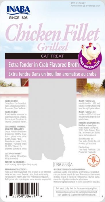 Inaba Grilled Chicken In Crab Broth Cat Treat .9 oz
