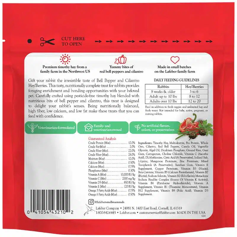 Lafeber's Hey! Berries Bell Pepper & Cilantro Treats for Rabbits 5 oz