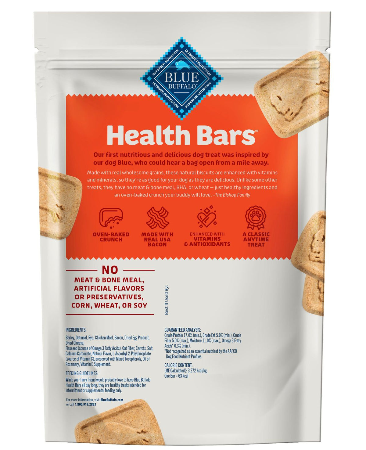 Blue Buffalo Health Bars With Bacon, Egg & Cheese For Dogs 16 oz