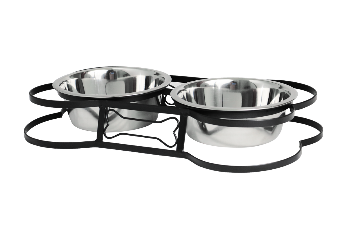 Incredipet Modern Bone Shape Double Diner Pet Bowls