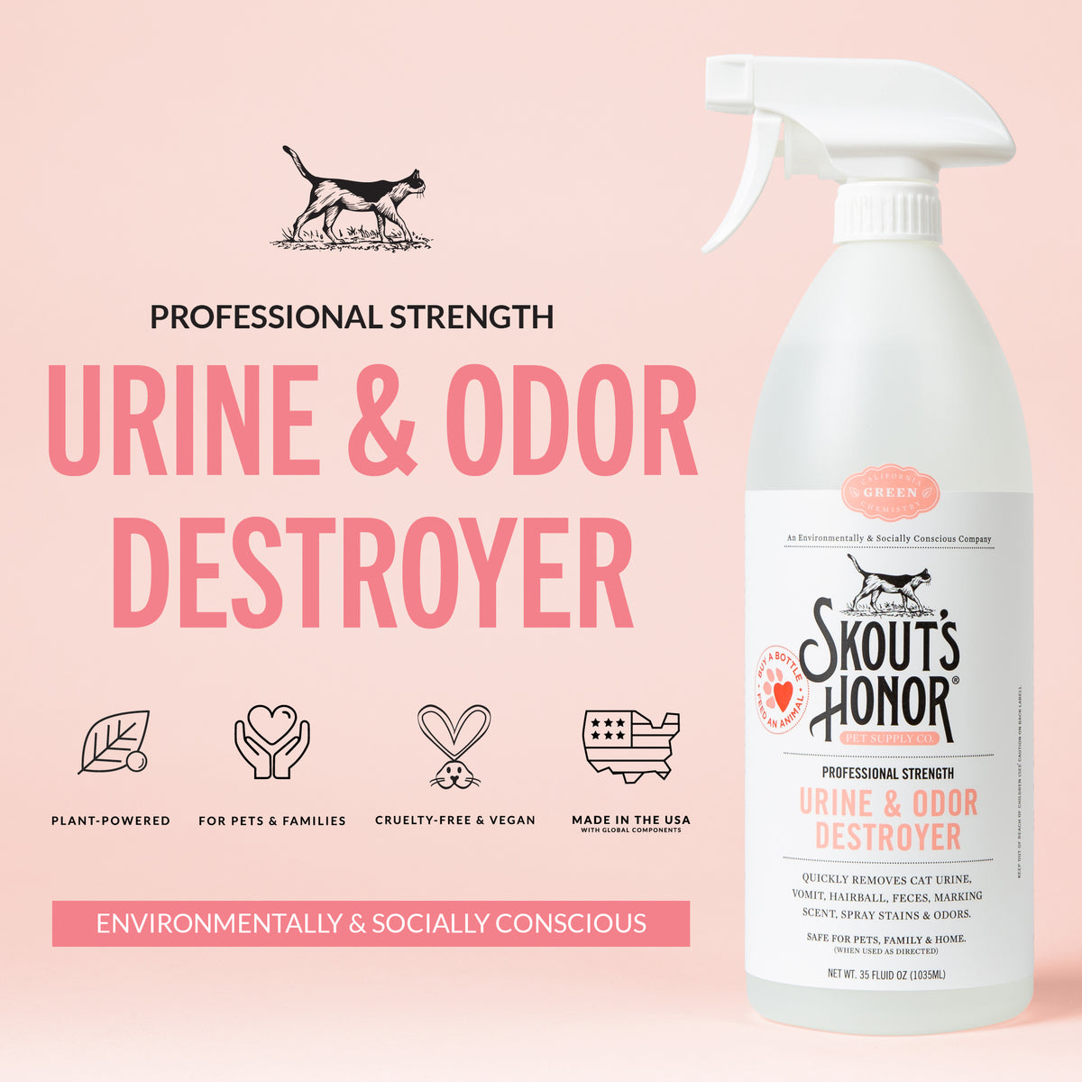 Skout's Honor Professional Strength Cat Urine & Odor Destroyer Spray 35 oz