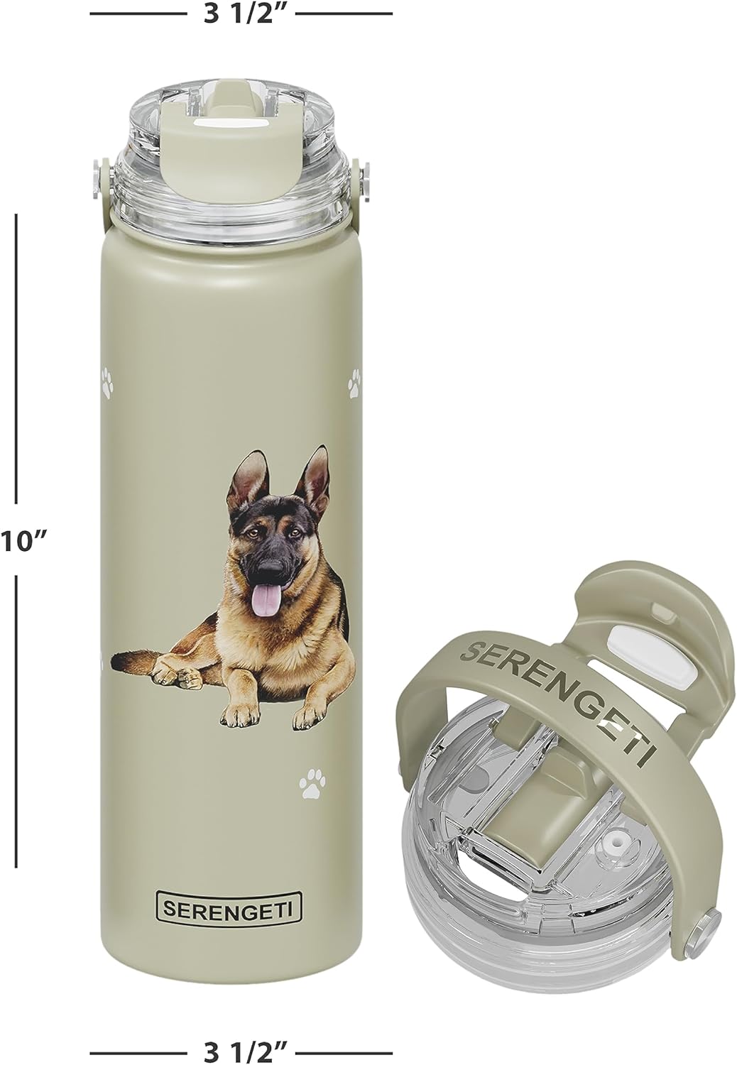 E & S Imports Serengeti German Shepherd Stainless Steel Water Bottle 24 oz