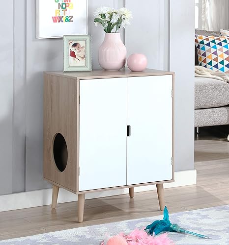 Penn Plax Double Door Woodgrain Cat Litter Box Cabinet