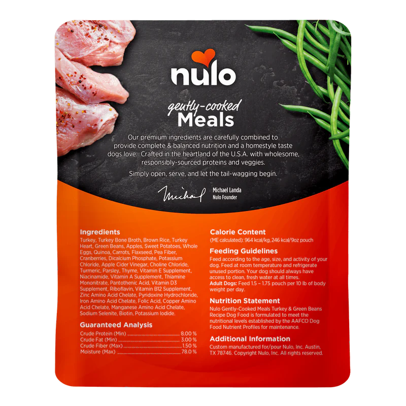 Nulo Gently-Cooked Meals Turkey & Green Beans Recipe Adult Dog Food