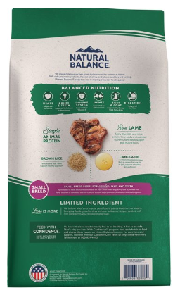 Natural Balance Limited Ingredient Lamb & Brown Rice Small Breed Bites Recipe Dry Dog Food 4 lb