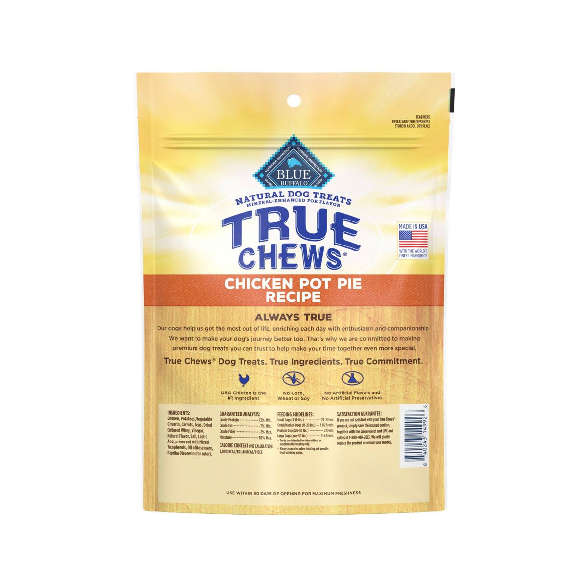 True Chews Chicken Pot Pie Recipe Dog Treats 12 oz
