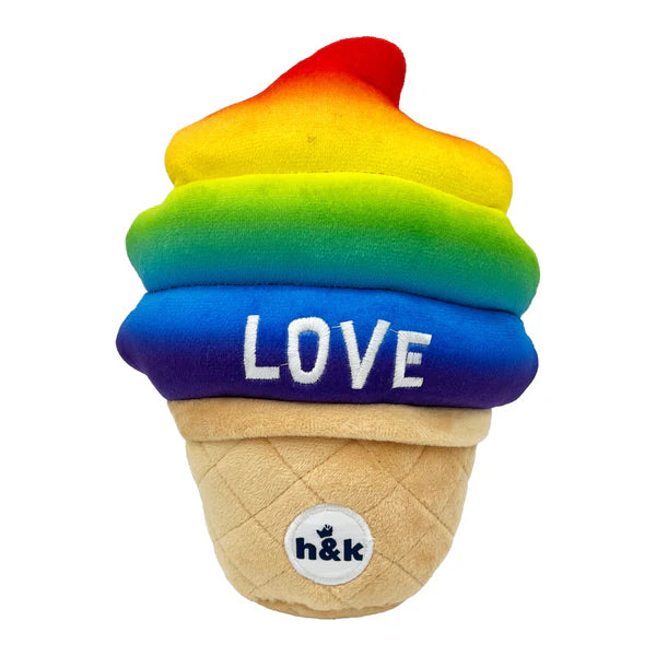 Huxley & Kent Fro-Yo Pride Cone Plush Dog Toy 6.5 in