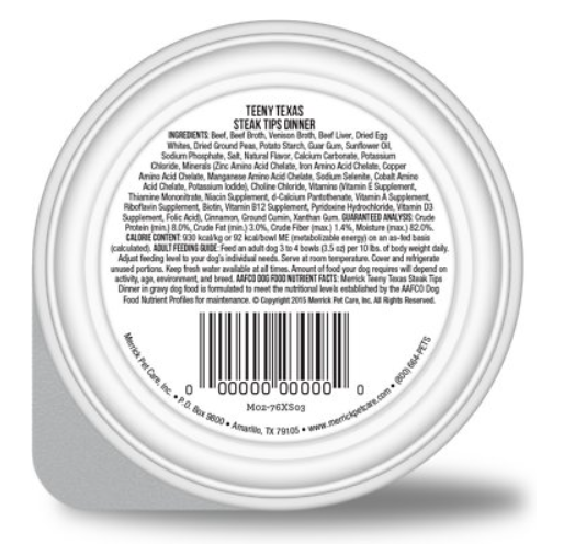 Merrick Lil' Plates Small Breed Teeny Texas Steak Tips Dinner Grain-Free Wet Dog Food