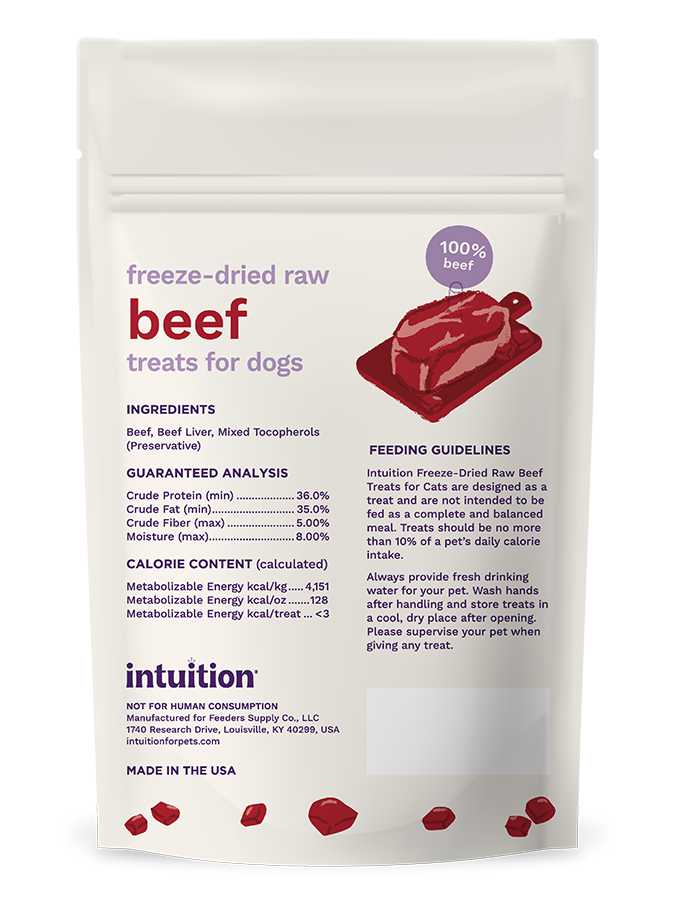 Intuition Freeze-Dried Raw Beef Treats for Dogs 3 oz