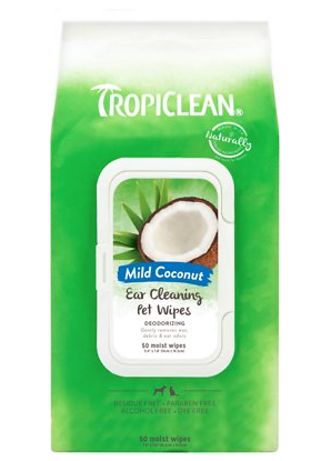 Tropiclean Wax, Debris & Odor Remover Ear Cleaning Dog & Cat Wipes 50 ct