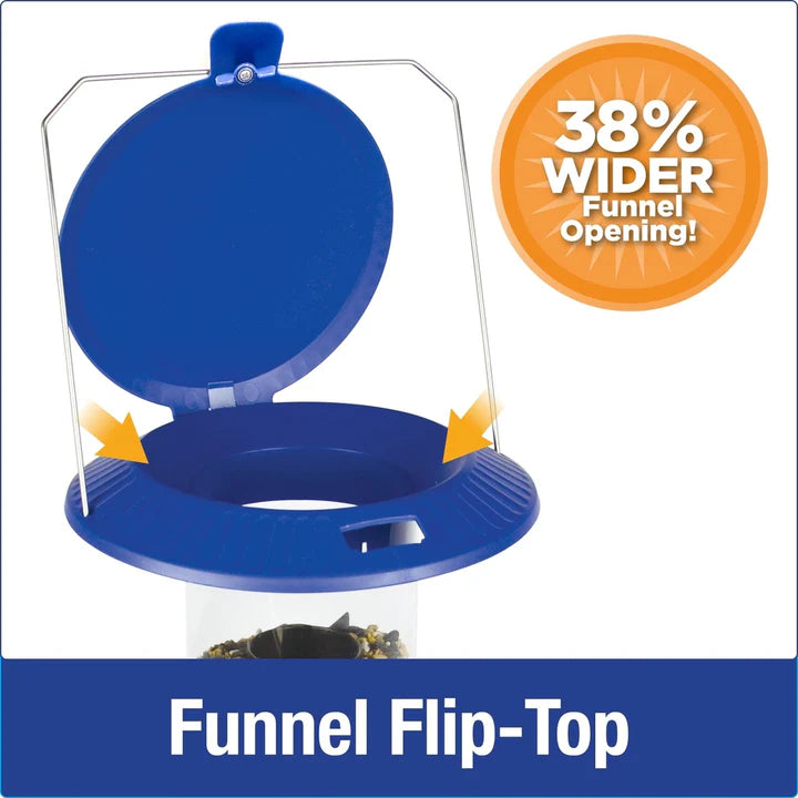 Nature's Way Wide Funnel Flip-Top Wild Bird Tube Feeder 2.8 qt