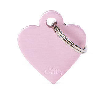 Myfamily Small Anodized Aluminum Heart Shaped Personalized Dog ID Tag