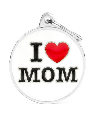 Myfamily Large Enamel "I Love Mom" Personalized Dog ID Tag