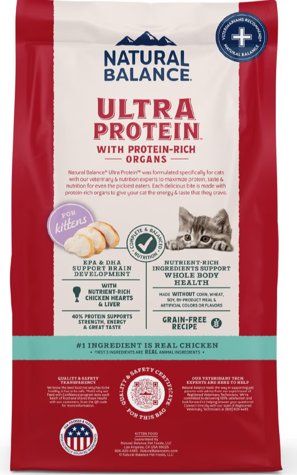 Natural Balance Ultra Protein with Protein-Rich Organs Real Chicken & Chicken Meal Kitten Recipe Dry Cat Food 3 lb