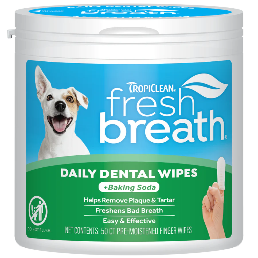 Tropiclean Fresh Breath Finger Dental Wipes for Pets 50 ct