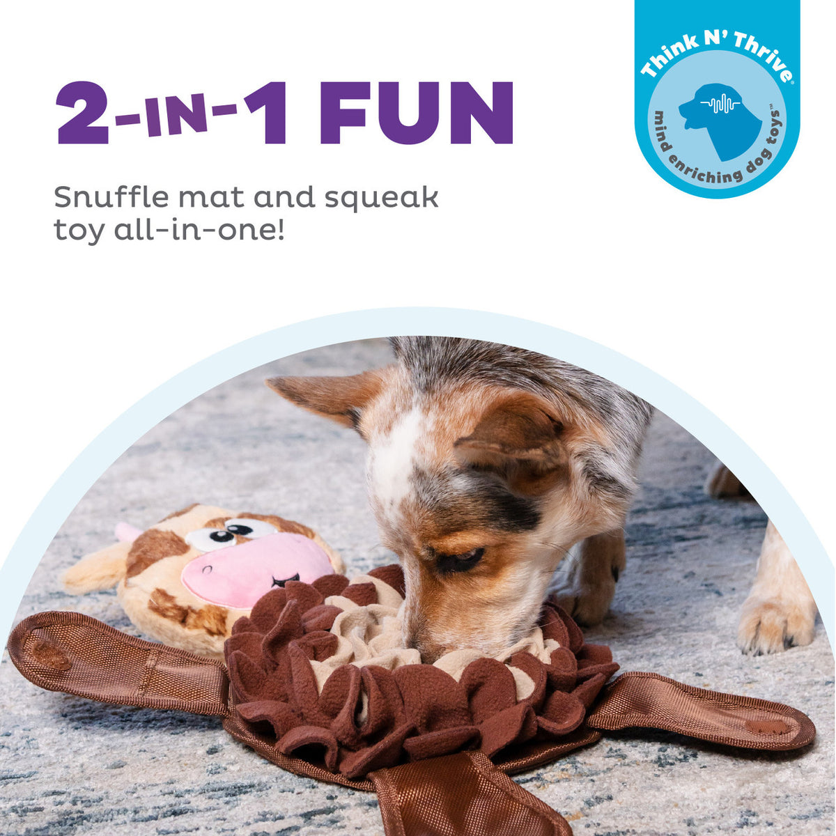 Outward Hound Snuffle Palz Cow Think N' Thrive Snuffle Dog Toy