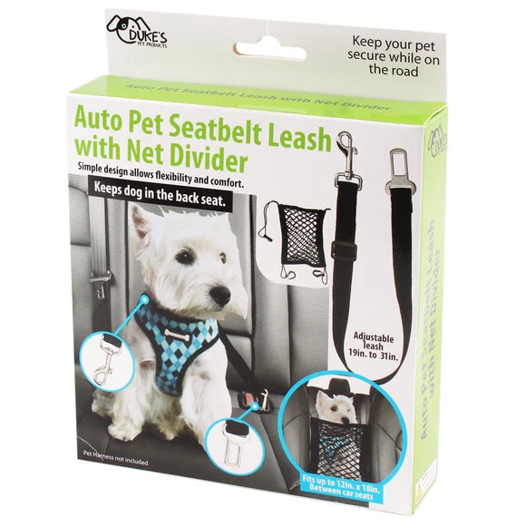 Kole Imports Auto Pet Seatbelt Leash with Net Divider
