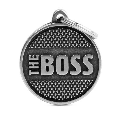 Myfamily Large Round Bronx "The Boss" Personalized Dog ID Tag